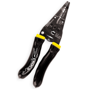 Croc’s Needle Nose Wire Strippers by Rack-A-Tiers. Blade pliers with black and yellow ergonomic handles.