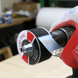 rack-a-tiers sharp pog sharpening an oscillating multi-tool blade.