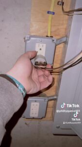 a makeshift electrical job done by a homeowner that does not meet code.
