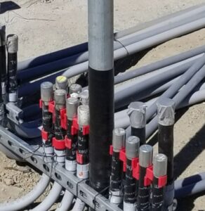 red slammers conduit spacers used to align conduit for concrete pours